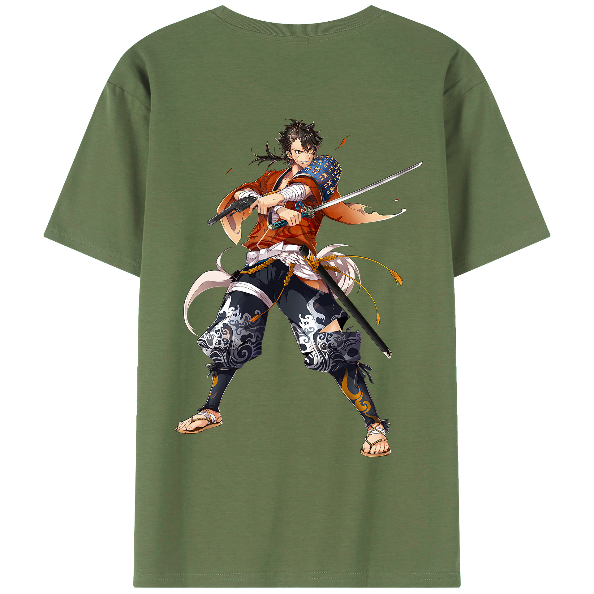（画像用） 刀剣乱舞 Touken Ranbu 綿100％ メンズ半袖Tシャツ（バックプリント） 通気性